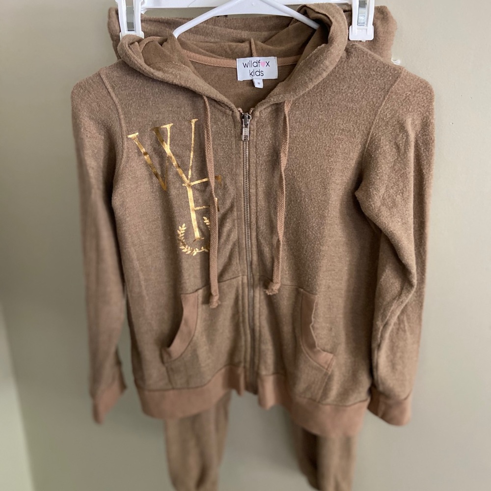 NWT Wildfox Westminster Hoodie Pant Logo Gold Foil SET 7/8 Girls